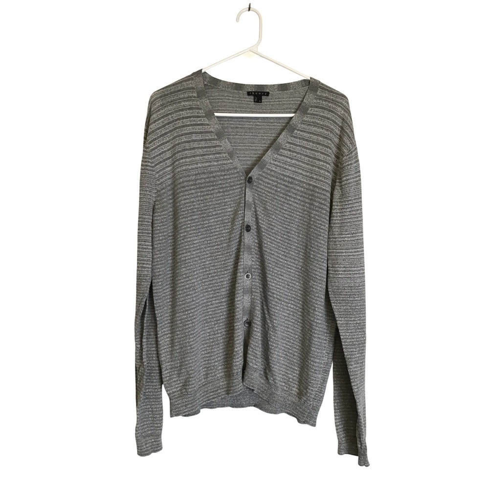 Theory Women's‎ Heather Gray Steiger S Binary Cardigan Sweater Size L NWOT